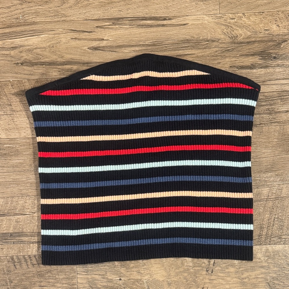 American Eagle Outfitters Striped Tubetop - Black, Red, Blue, Pink - Size XL